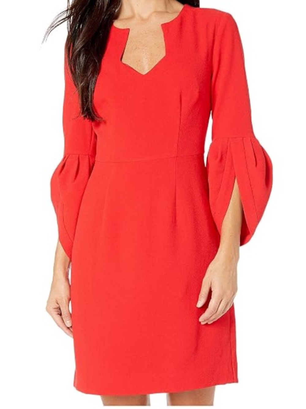Trina Turk Red Mini Dress with Split Puff Sleeves